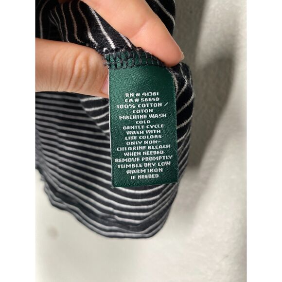 Lauren RL Black White Stripe Crew Neck Tunic Top Womens Size M 3/4 Bell Sleeve - Picture 5 of 5